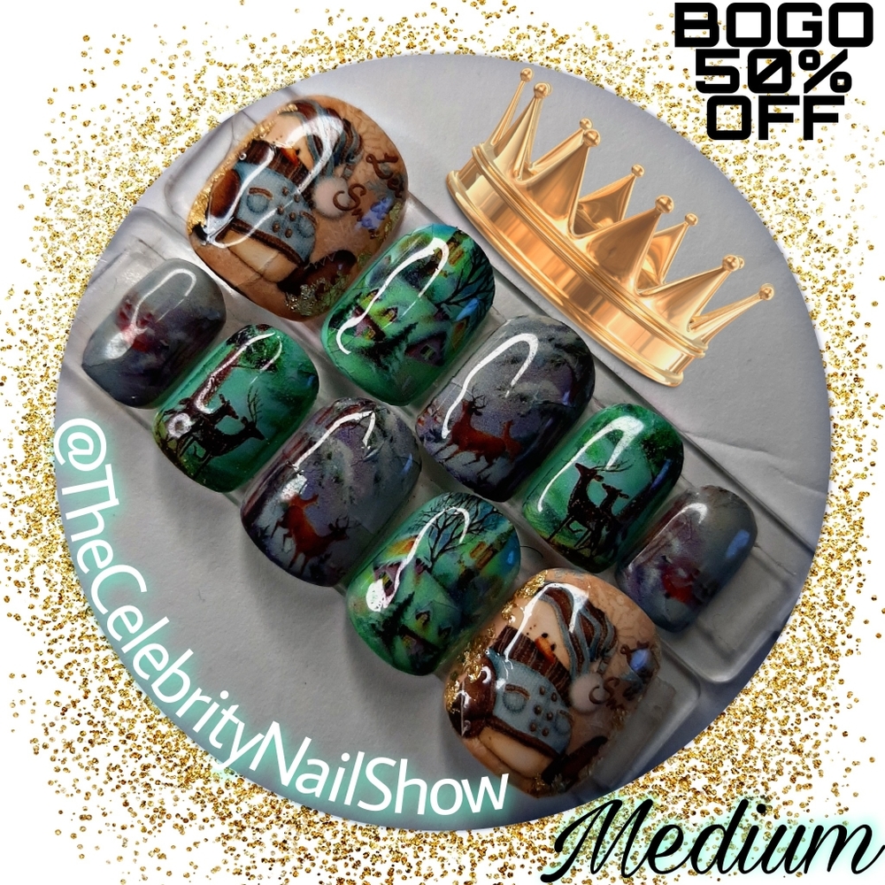 MAGIC MANI press on nails RUSTIC CHRISTMAS